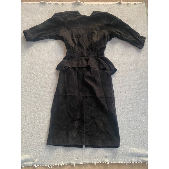 G-III Leather Designs Dresses & Skirts - G-III Leather Designs Vintage BLK Suede Peplum Open Back Midi Dress Womens 11/12